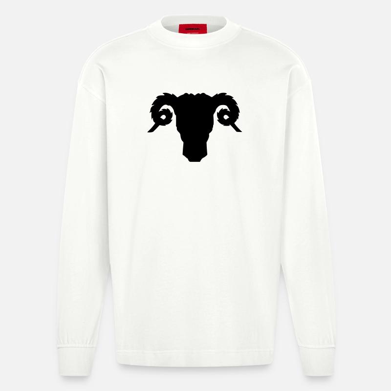 Bock- oder Rammkopfschattenbild - Heavyweight Oversized Organic Langarmshirt Made in EU - OFF WHITE