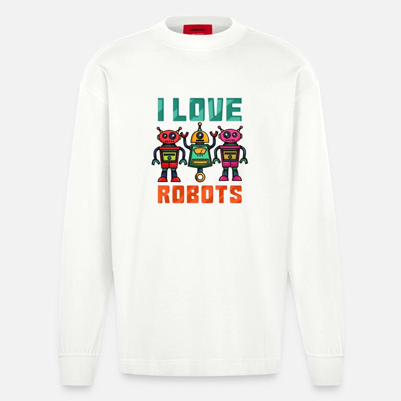 Roboter Robot - Heavyweight Oversized Organic Langarmshirt Made in EU - OFF WHITE