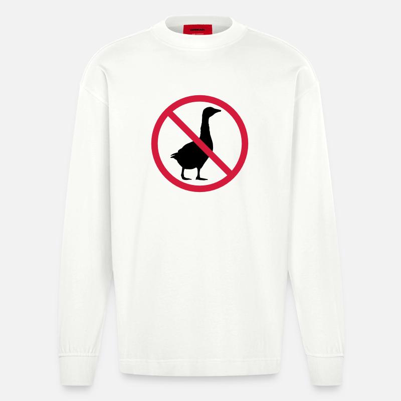 Gans Verboten Schild - Heavyweight Oversized Organic Langarmshirt Made in EU - OFF WHITE