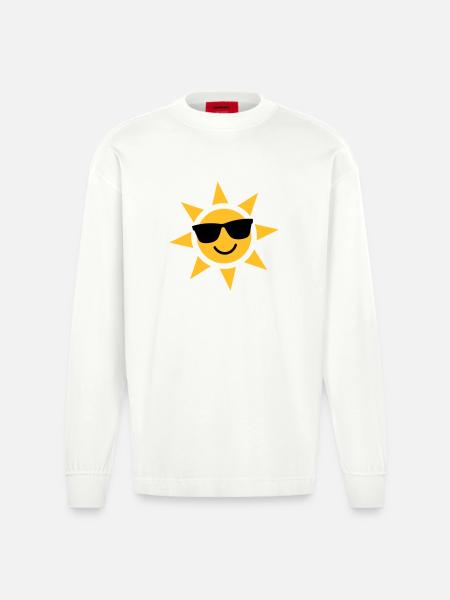 Sunny Sunglasses Sunburst - Heavyweight Oversized Organic Longsleeve Shirt Made in EU - OFF WHITE