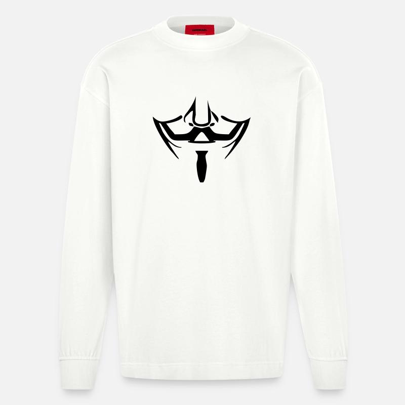 Anonymous mask - Heavyweight Oversized Organic Longsleeve Shirt Made in EU - OFF WHITE