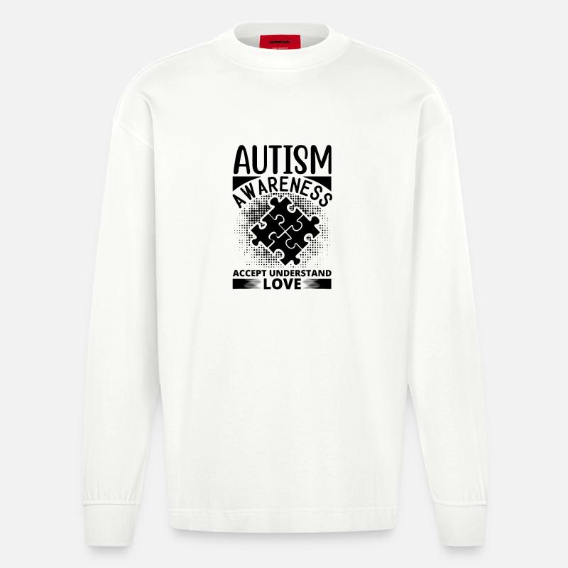Vibrant pattern on elegant fabric - Heavyweight Oversized Organic Longsleeve Shirt Made in EU - OFF WHITE