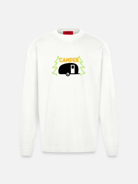 Camper - ready for vacation - Heavyweight Oversized Organic Longsleeve Shirt Made in EU - OFF WHITE