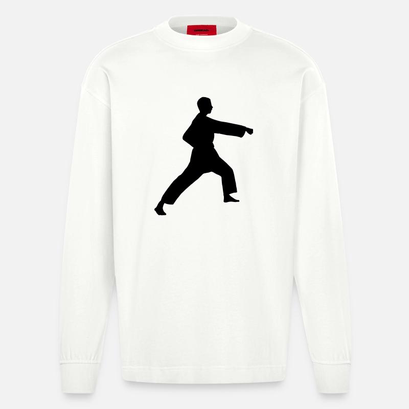 Punsch Karate oder Teakwondo Punsch - Heavyweight Oversized Organic Langarmshirt Made in EU - OFF WHITE