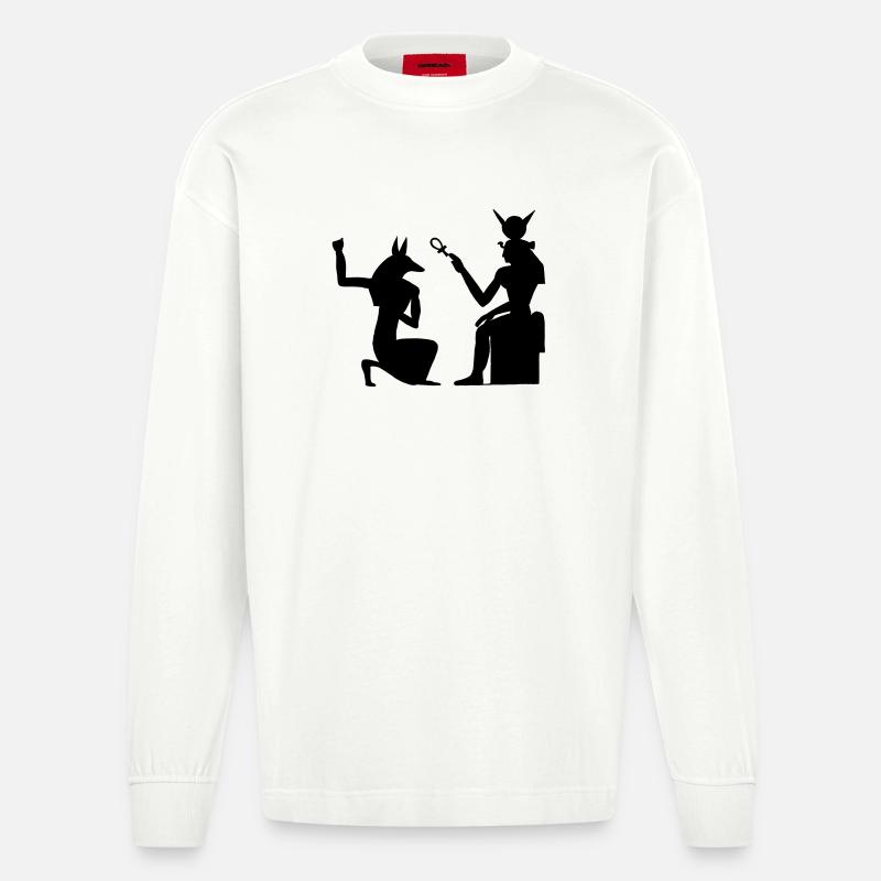 Pyramide Ägyptische Hieroglyphen Pharao - Heavyweight Oversized Organic Langarmshirt Made in EU - OFF WHITE