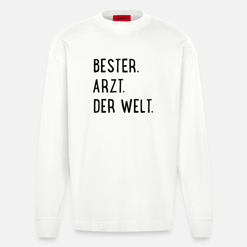 bester arzt - Heavyweight Oversized Organic Langarmshirt Made in EU - OFF WHITE