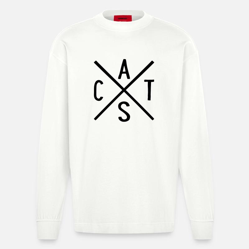 Katzen - Heavyweight Oversized Organic Langarmshirt Made in EU - OFF WHITE