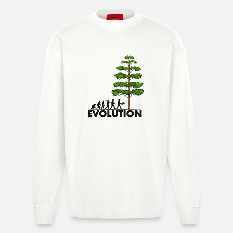 Tronçonneuse Evolution Grey Big Tree - Manches longues bio épais oversize fabriqué en UE - OFF WHITE