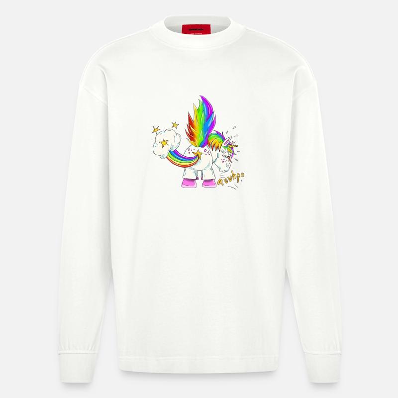 Upsi ein Pupsi Einhorn - Heavyweight Oversized Organic Langarmshirt Made in EU - OFF WHITE