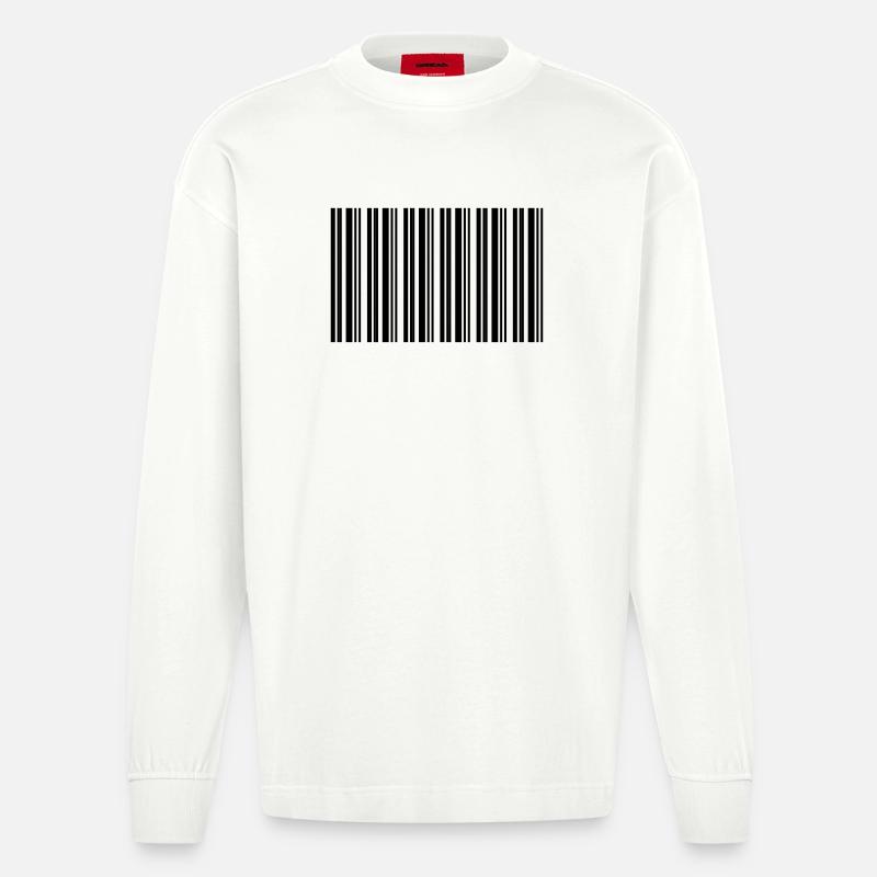 Barcode Strichcode Nerd IT Technik Design - Heavyweight Oversized Organic Langarmshirt Made in EU - OFF WHITE
