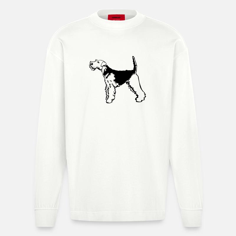 Welsh Terrier - Heavyweight Oversized Organic Langarmshirt Made in EU - OFF WHITE