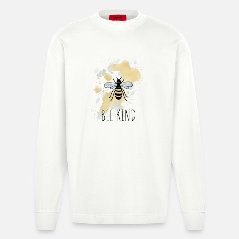 Biene Be Bee Kind - Heavyweight Oversized Organic Langarmshirt Made in EU - OFF WHITE