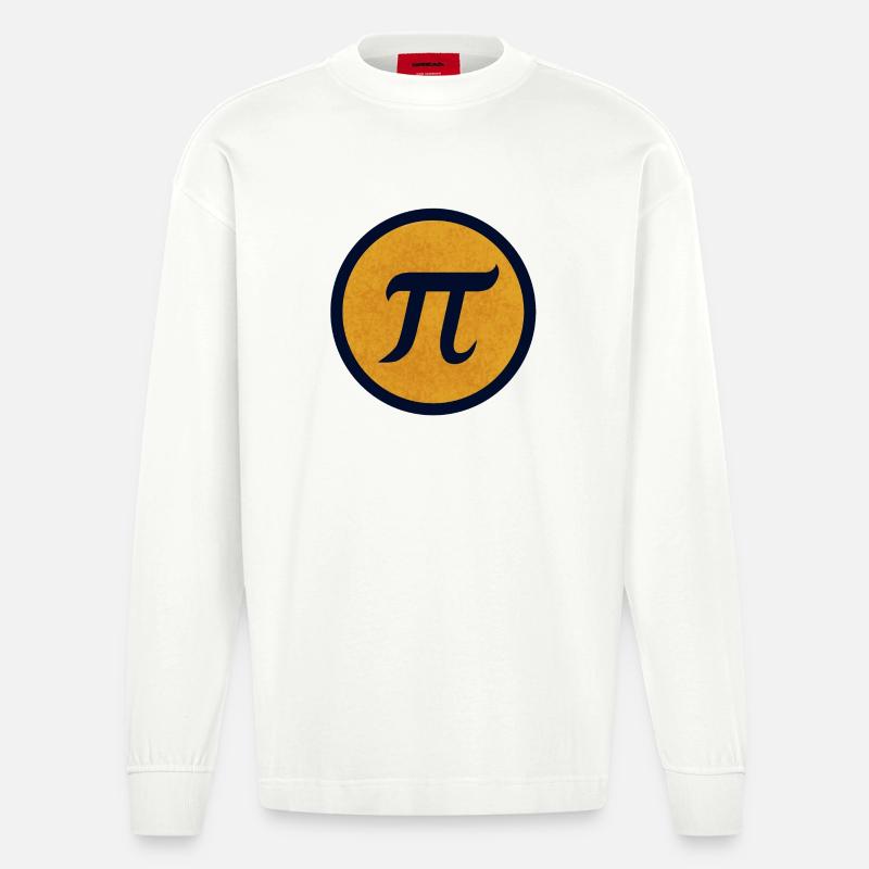 Pi-Symbol auf gelbem texturiertem Hintergrund - Heavyweight Oversized Organic Langarmshirt Made in EU - OFF WHITE