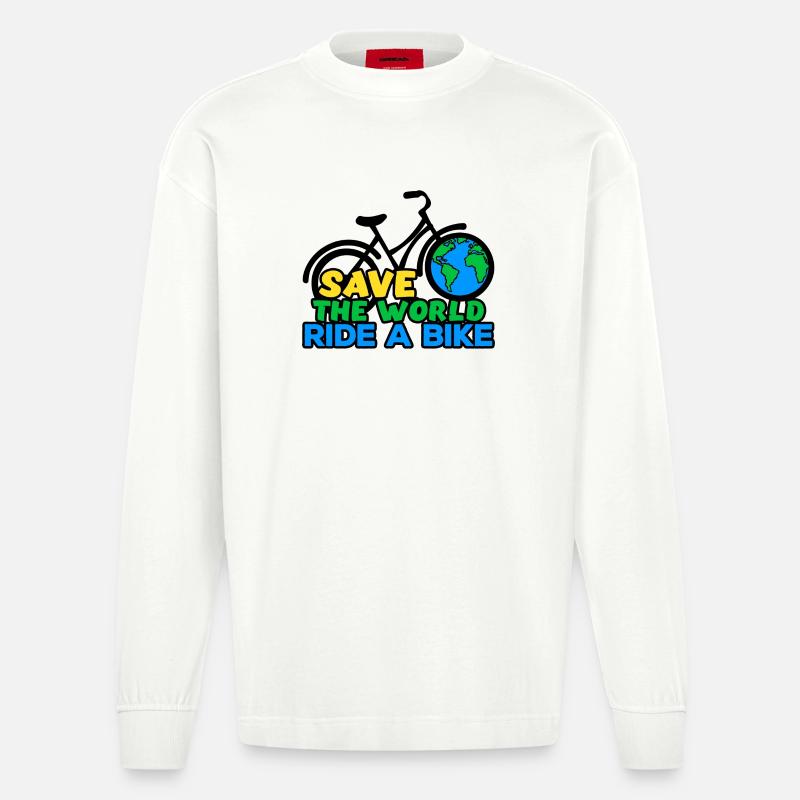 Umwelt Mutter Erde Statement Umweltschutz - Heavyweight Oversized Organic Langarmshirt Made in EU - OFF WHITE