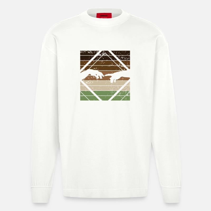 Adam, Bibel, Gott, Glaube, Religion - Heavyweight Oversized Organic Langarmshirt Made in EU - OFF WHITE