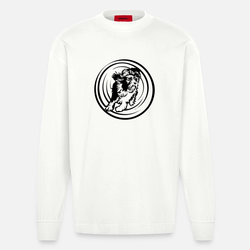 Bearded Collie - Heavyweight Oversized Organic Langarmshirt Made in EU - OFF WHITE