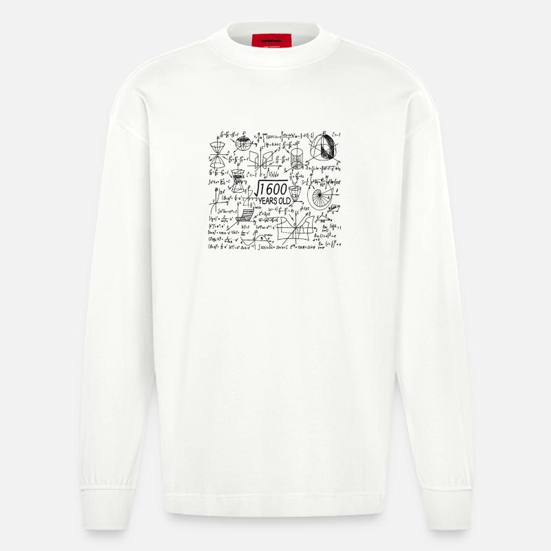 40 ans pour les profs de maths et les geeks en maths - Manches longues bio épais oversize fabriqué en UE - OFF WHITE