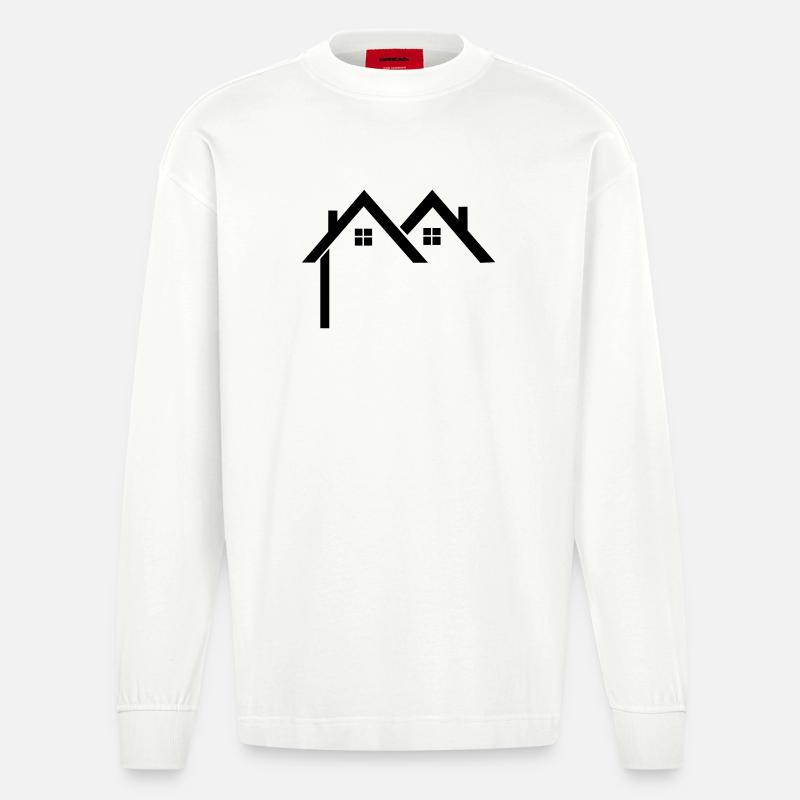 Wohngebiet Logo Häuser - Heavyweight Oversized Organic Langarmshirt Made in EU - OFF WHITE