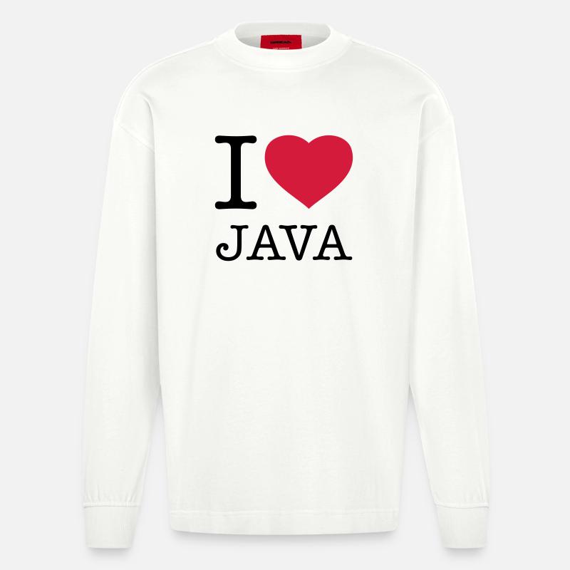 I LOVE JAVA - Heavyweight Oversized Organic Langarmshirt Made in EU - OFF WHITE