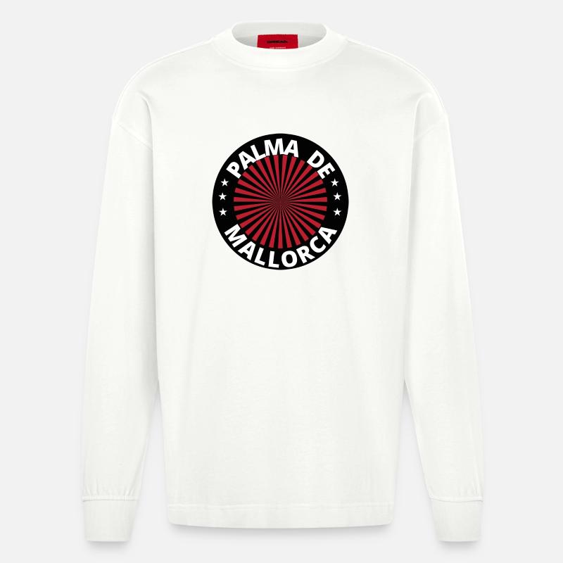 Palma de Mallorca Logo Design - Heavyweight Oversized Organic Langarmshirt Made in EU - OFF WHITE