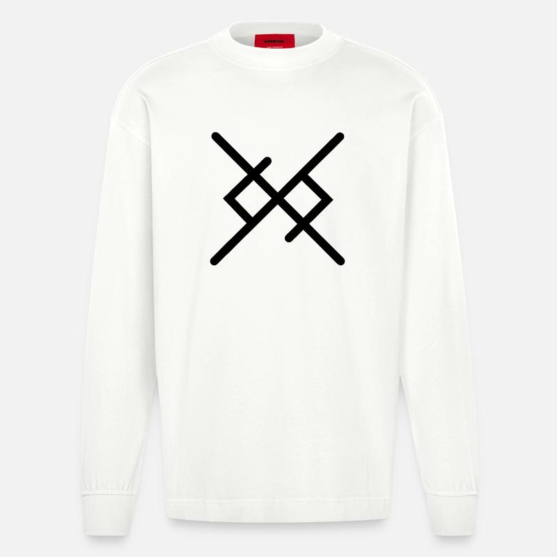 Ewige Liebe in Wikingerrunen - Heavyweight Oversized Organic Langarmshirt Made in EU - OFF WHITE