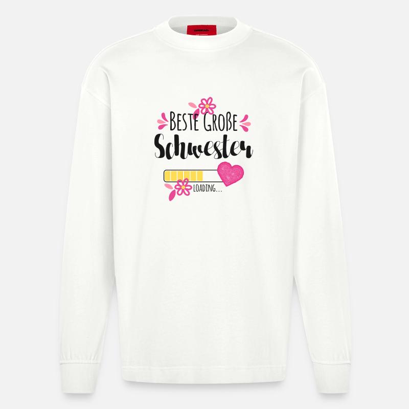 Beste Große Schwester Loading - Heavyweight Oversized Organic Langarmshirt Made in EU - OFF WHITE