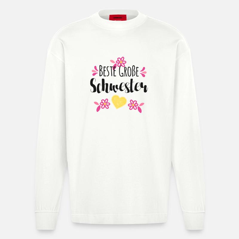 Beste Große Schwester - Heavyweight Oversized Organic Langarmshirt Made in EU - OFF WHITE