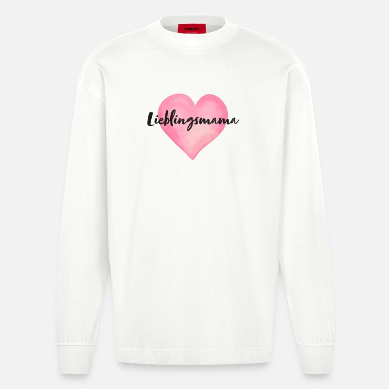 Lieblingsmama Mama Herz - Heavyweight Oversized Organic Langarmshirt Made in EU - OFF WHITE