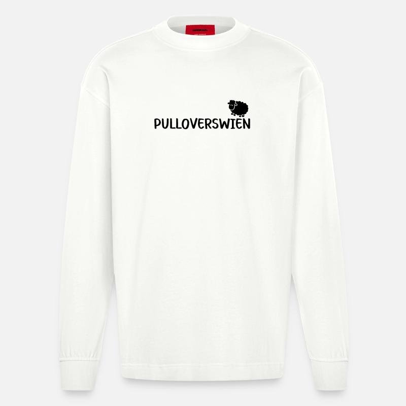 Pulloverswien Plattdeutsch Ostfriesisch Schaf - Heavyweight Oversized Organic Langarmshirt Made in EU - OFF WHITE