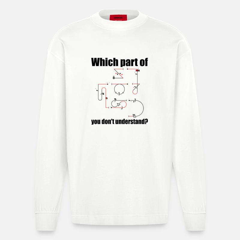 Aresti Symbol Aerobatic Pilot Flight Maneuvers - Heavyweight Oversized Organic Longsleeve Shirt Made in EU - OFF WHITE