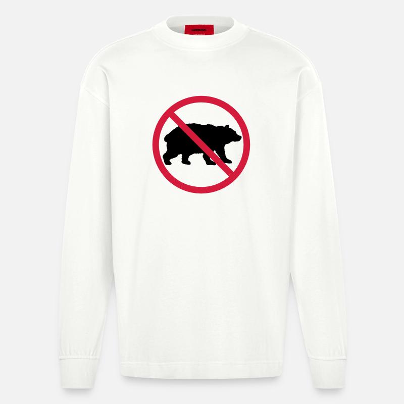 Bär Verboten Schild - Heavyweight Oversized Organic Langarmshirt Made in EU - OFF WHITE