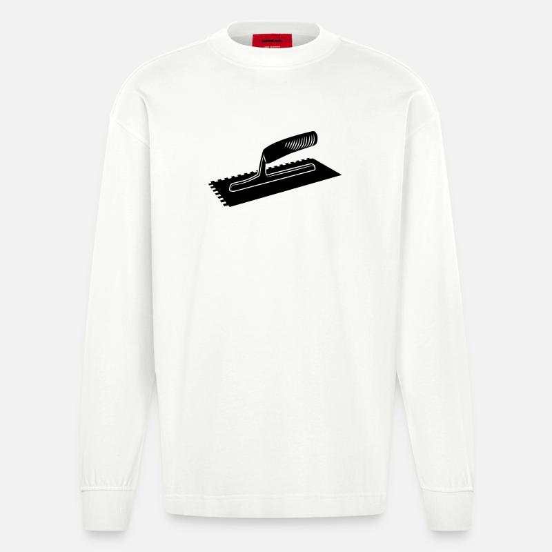 Fliesenkleber oder Leimkamm - Heavyweight Oversized Organic Langarmshirt Made in EU - OFF WHITE