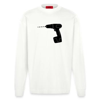 Logo de perceuse à outils - Manches longues bio épais oversize fabriqué en UE - OFF WHITE - Devant
