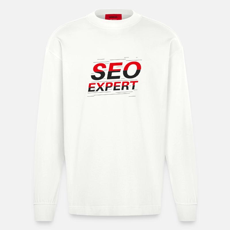 SEO-Experte: Abstrakte Typografie - Heavyweight Oversized Organic Langarmshirt Made in EU - OFF WHITE