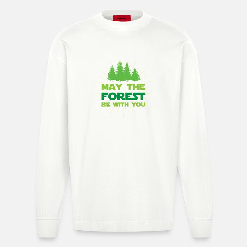 Möge der Wald mit dir sein - Heavyweight Oversized Organic Langarmshirt Made in EU - OFF WHITE
