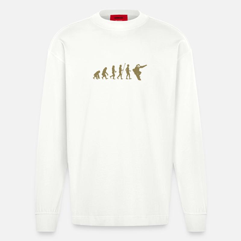 Snowboarder Evolution Geschenkidee - Heavyweight Oversized Organic Langarmshirt Made in EU - OFF WHITE