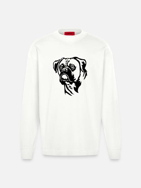 Boxer Head - Heavyweight Oversized Organic Longsleeve Shirt Made in EU - OFF WHITE