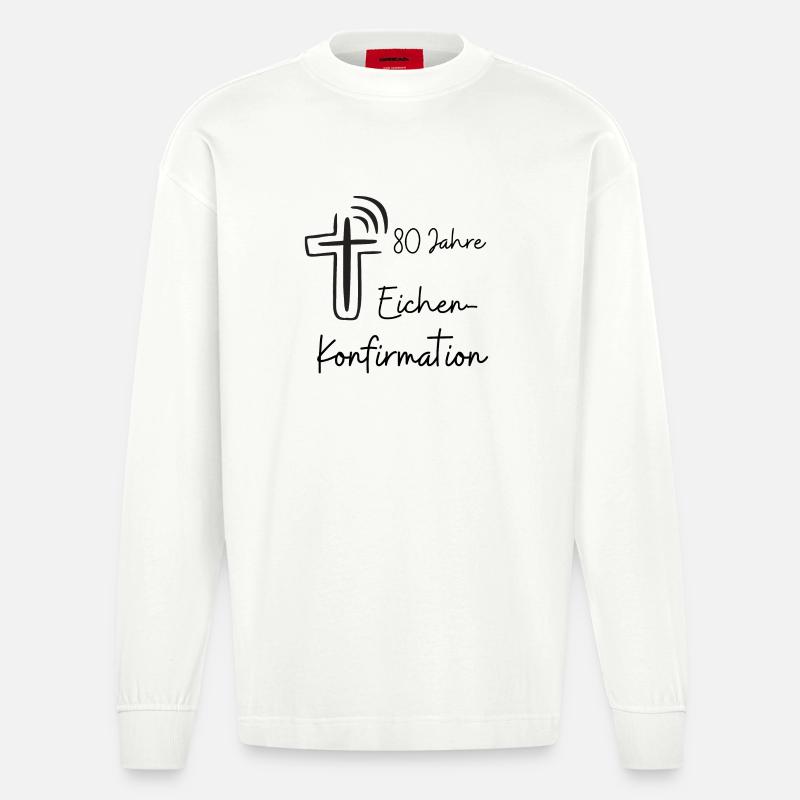 Eichen-Konfirmation 80 Jahre Jubelkonfirmation - Heavyweight Oversized Organic Langarmshirt Made in EU - OFF WHITE