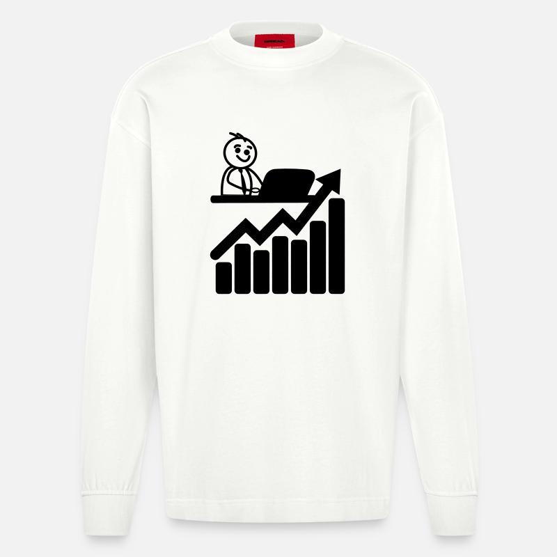 Chart-Börsenhändler - Heavyweight Oversized Organic Langarmshirt Made in EU - OFF WHITE