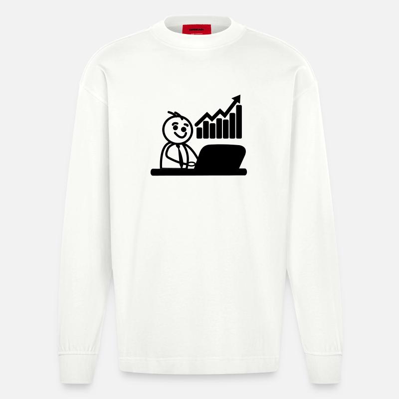 Chart-Börsenmakler - Heavyweight Oversized Organic Langarmshirt Made in EU - OFF WHITE