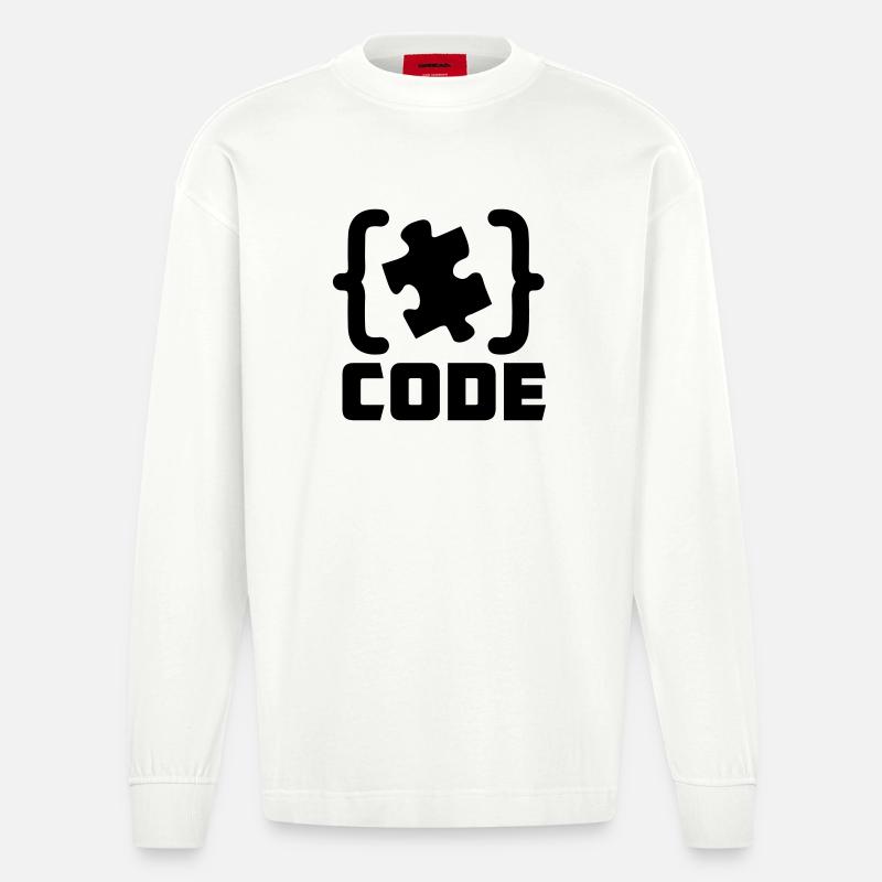 Programmierer Code-Puzzle-Lösung - Heavyweight Oversized Organic Langarmshirt Made in EU - OFF WHITE