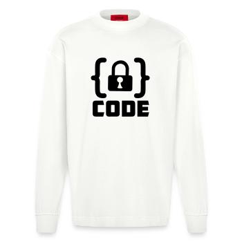 Code with lock programmer - Heavyweight Oversized Organic Longsleeve Shirt Made in EU - OFF WHITE - Front