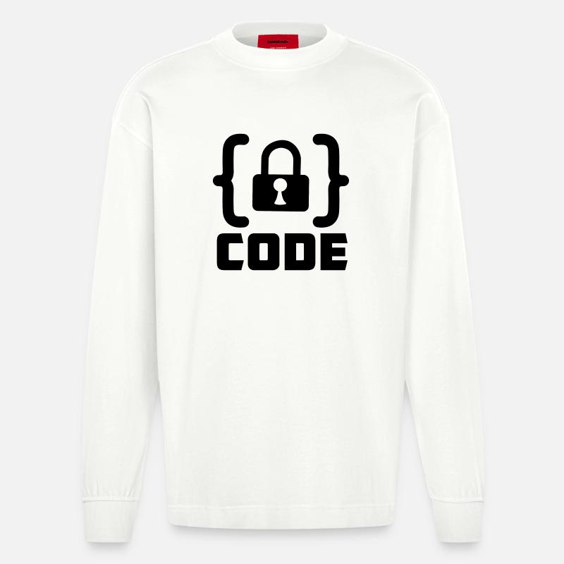 Code mit Sperrprogrammierer - Heavyweight Oversized Organic Langarmshirt Made in EU - OFF WHITE