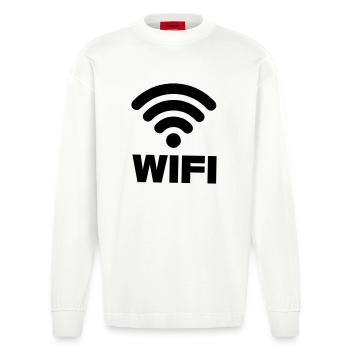 WIFI connection - Heavyweight Oversized Organic Longsleeve Shirt Made in EU - OFF WHITE - Front