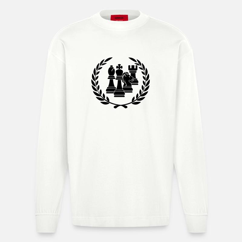 Pièces d’échecs en couronne de laurier - Manches longues bio épais oversize fabriqué en UE - OFF WHITE