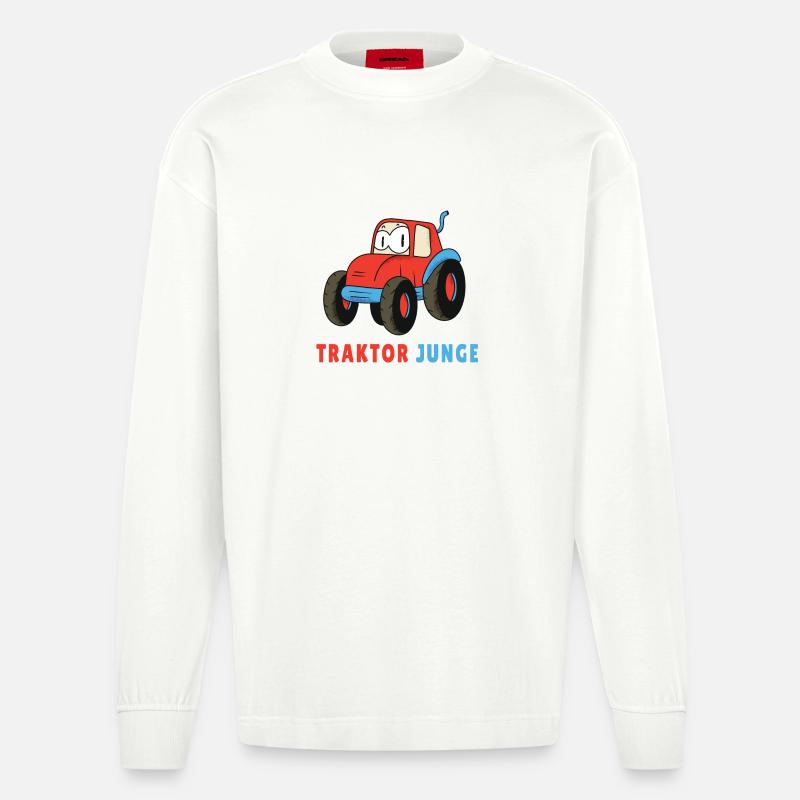 Traktor Junge - Heavyweight Oversized Organic Langarmshirt Made in EU - OFF WHITE