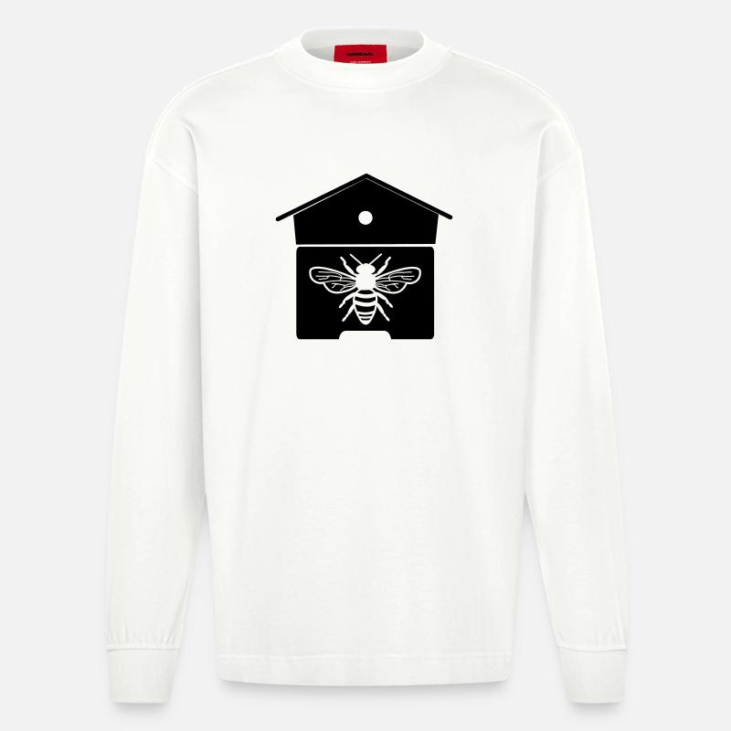 Bienenhaus oder Bienennest - Heavyweight Oversized Organic Langarmshirt Made in EU - OFF WHITE