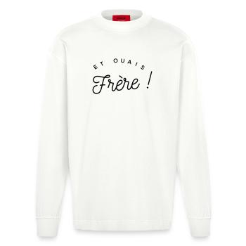 Et ouais frère - expression  - Manches longues bio épais oversize fabriqué en UE - OFF WHITE - Devant