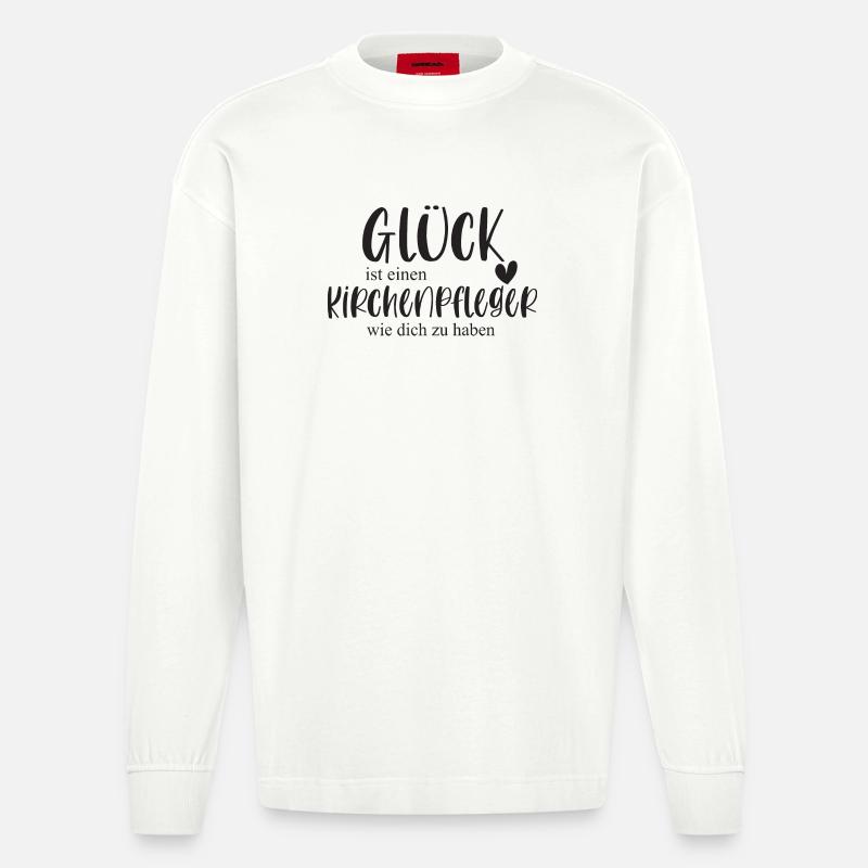 Kirchenpfleger Kirche Ehrenamt Bedanken Geschenk - Heavyweight Oversized Organic Langarmshirt Made in EU - OFF WHITE