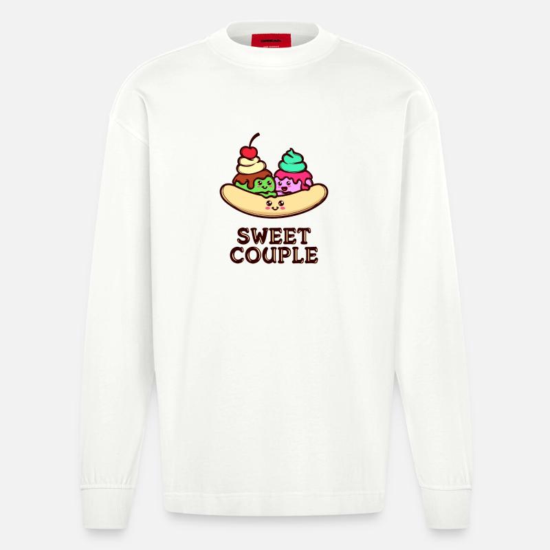 Süßigkeiten Statement Nachspeise Lecker Backen - Heavyweight Oversized Organic Langarmshirt Made in EU - OFF WHITE